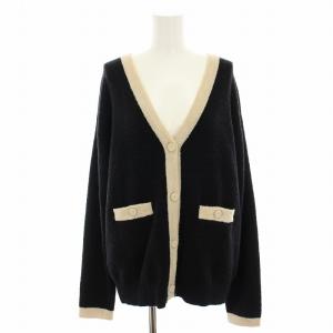 24AW トリミングカーディガン ニットカーディガン 長袖 タグ付き F 黒 ブラック ベージュ GGZ1042505A0007