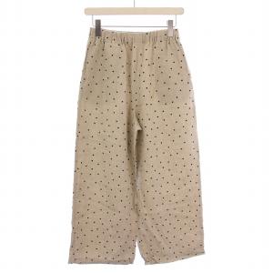 23SS リネンドットイージーパンツ ワイド ウエストゴム ギャザー M グレージュ DR35-24T105