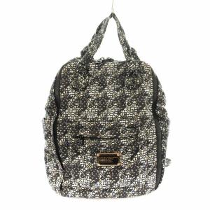 12T-01045312 リュックサック デイバッグ 総柄 黒 ブラック 白 ホワイト 青 ブルー /KU