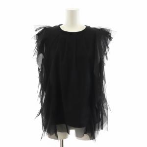 23SS チュールノースリーブトップス カットソー 黒 ブラック 23051240970020 /AN50
