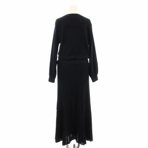 INDIVI フィット＆フレア ニットワンピース 12757402 フレア ロング マキシ 長袖 ウール混 ベルト付き