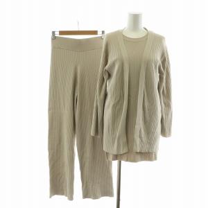 3点セット セットアップ カーディガン リブニット ノースリーブ イージーパンツ 長袖 0 ベージュ 09WND192133