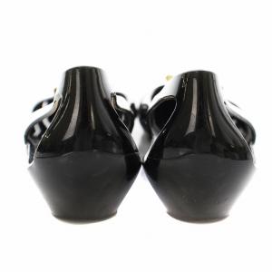 Salvatore Ferragamo BERMUDA バミューダ フラットパンプス ラバー ロゴリボン 7 ブラックイエロー /KU