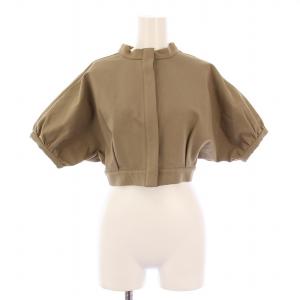 Ameri VINTAGE セットアップ カーディガン 半袖 ショート丈 フレアスカート マキシ ロング 無地 ストレッチ S ベージュ