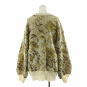 Ameri VINTAGE 3WAY NOSTALGIC RUG KNIT カーディガン ニット 花柄 モヘヤ混 長袖 F アイボリー