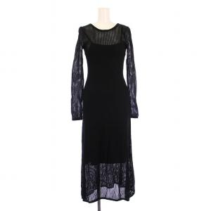vintageヴィンテージドレスワンピースブラック黒レースプリーツレトロ海外古着 Ameri VINTAGE フラワーとろみブラックドレス (M) をレンタル