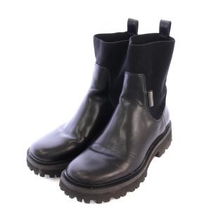 CHARLES & KEITH CHARLES&KEITH チャールズ&キース サイドゴアブーツ ショート 厚底 タンクソール 切替 37 黒 ブラック /BB