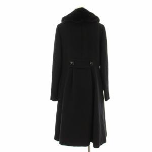 Harrods 14505121 ステンカラーコート ロング ミンクファー アルパカ ウール混  2 黒 ブラック /KU
