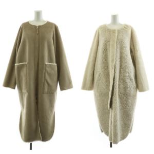 REVERSIBLE TWIN BOA COAT ノーカラーコート ボア リバーシブル アウター ロング