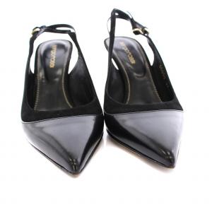 Sergio Rossi パンプス ピンヒール ミュール ポインテッドトゥ スリングバッグ 37 黒 /YM