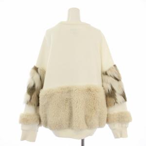 Ameri VINTAGE FUR PATCHWORK SWEAT スウェット トレーナー ファー 長袖 裏起毛 白 /TK