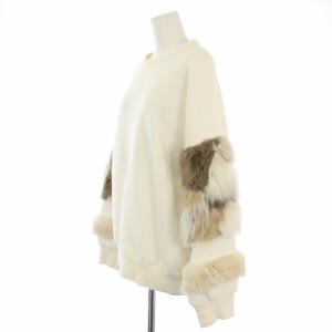 Ameri VINTAGE FUR PATCHWORK SWEAT スウェット トレーナー ファー 長袖 裏起毛 白 /TK