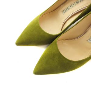 PELLICO パンプス スエード アーモンドトゥ 23.5 緑 グリーン /RO