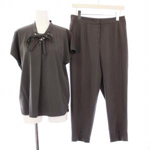 セットアップ ノースリーブブラウス パンツ ストライプ 11 9 グレー /KH