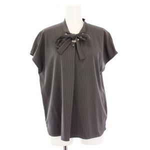 Leilian セットアップ ノースリーブブラウス パンツ ストライプ 11 9 グレー /KH