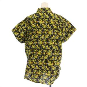 PAUL SMITH シャツ ブラウス 半袖 レギュラーカラー 花柄 総柄 40 黒 ブラック 黄色 イエロー /BB