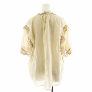 Spick&Span 24SS コットンボイルフリルブラウス シャツ 5分袖 ベージュ 24051200208020 /AN42