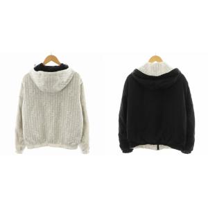 FENDI 20年製 ズッカ柄 パーカー ジップアップ リバーシブル 46 ブラック ホワイト