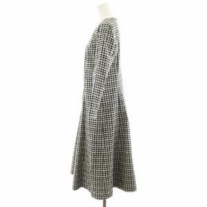 Leilian ワンピース ロング丈 長袖 千鳥格子 11 黒 ブラック 白 ホワイト 1023-70301 /AN25