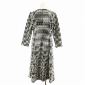 Leilian ワンピース ロング丈 長袖 千鳥格子 11 黒 ブラック 白 ホワイト 1023-70301 /AN25