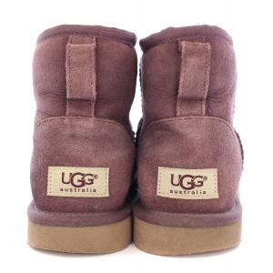 UGG australia CLASSIC MINI クラシックミニ ムートンブーツ ショート スエード ロゴ US7 24cm 紫