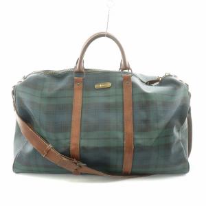 2WAY ボストンバッグ ハンドバッグ ショルダーバッグ PVCレザー チェック柄 ロゴ 鍵 カギ 南京錠