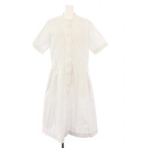 シャツワンピース 半袖 ロング ストライプ 1 白 595-9157550 /KH