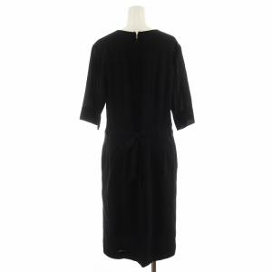 MARGARET HOWELL ワンピース ミモレ ロング 5分袖 シルク 絹 1 黒 ブラック 578-257901 /AN9