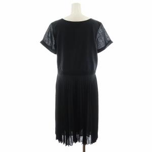 MARGARET HOWELL ワンピース ロング丈 半袖 プリーツ シルク 絹 1 黒 ブラック 578-157101 /AN10