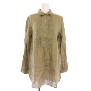 チュニック シャツ ブラウス 長袖 レギュラーカラー 麻 リネン 1 グレージュ /BB
