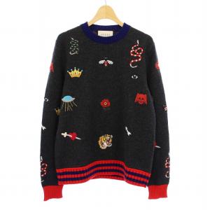 エンブロイダリー ニット プルオーバー アイコン刺繍 XS ダークグレー 474123