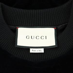 GUCCI Tシャツ ロゴ刺繍 ベロア XS ブラック 595795 XJBTC
