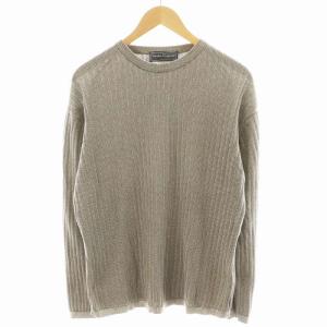 ニット カットソー 長袖 コットン S ベージュ /AN37