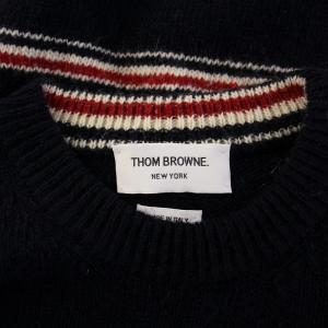 THOM BROWNE ニット プルオーバー ボーダー ウール モヘヤ混 3 ネイビー