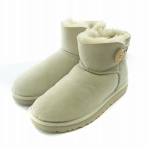 MINI BAILEY BUTTON II ショートブーツ ムートン シープスキン US7 24cm グレー