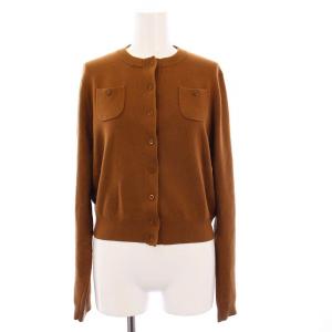 19AW ニットカーディガン 長袖 クロップド丈 カシミヤ混 XS ブラウン 39-02-94-02004