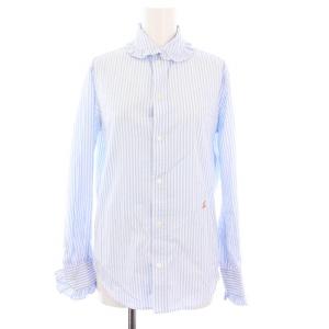 ROUND COLLAR FRILL SH B.STRIPE ラウンドカラー フリルシャツ ブラウス 長袖