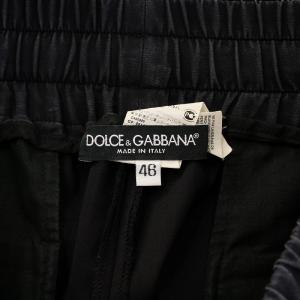 DOLCE&GABBANA ジョガーパンツ イージー ウエストゴム ストレッチ ウール シルク混 46 黒 ブラック /BB