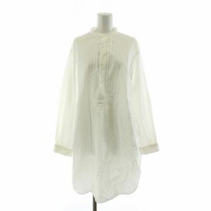 シャツワンピース ひざ丈 バンドカラー 長袖 1 ホワイト RC-3776 /NQ