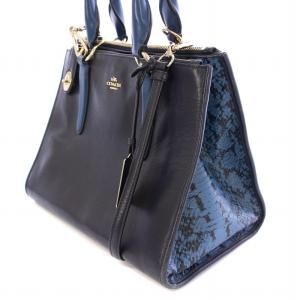 COACH クロスビー キャリーオール 2WAY ハンドバッグ ショルダーバッグ レザー パイソン型押し ロゴチャーム