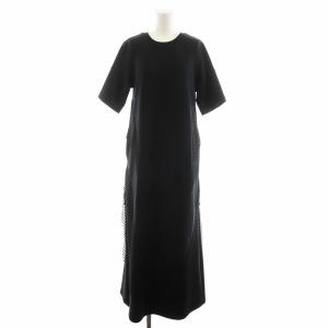 22SS メッシュデザインワンピース ロング丈 半袖 36 黒 ブラック 522220302501 /AN45