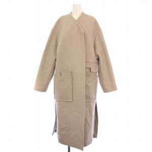 POCKET NO COLLAR CT ポケットノーカラーコート アウター ロング丈 前開きトッパー ウール