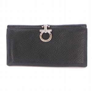 長財布 ロングウォレット 二つ折り レザー ガンチーニ ロゴ 黒 ブラック /BB OH