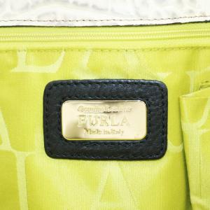 FURLA パイパールクス ハンドバッグ ショルダーバッグ 2way レザー クロコ型押し 黒 ブラック 白 ホワイト