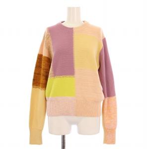 ニット セーター 長袖 クルーネック パッチワーク S マルチカラー /BB