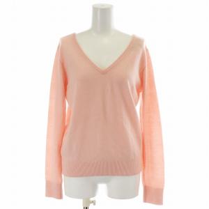 ニット カットソー 長袖 Vネック カシミヤ M ピンク /AN27