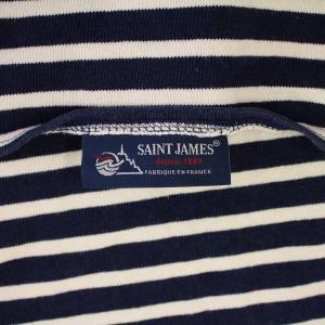 SAINT JAMES バスクシャツ カットソー 長袖 ボートネック ボーダー柄 パッチワーク 紺 ネイビー /BB