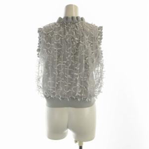 furfur 24SS リボンマテリアルニットベスト ノースリーブ フリル F ライトブルー RWNT242046 /RO