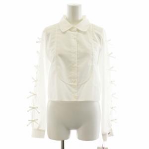 24AW クロップドリボンシャツ ブラウス 長袖 F 白 ホワイト RWFT244044 /AN26