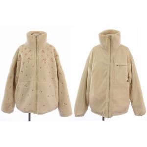 24AW リバーシブル フラワー刺繍ボアブルゾン ジャケット ジップアップ ハイネック F アイボリー